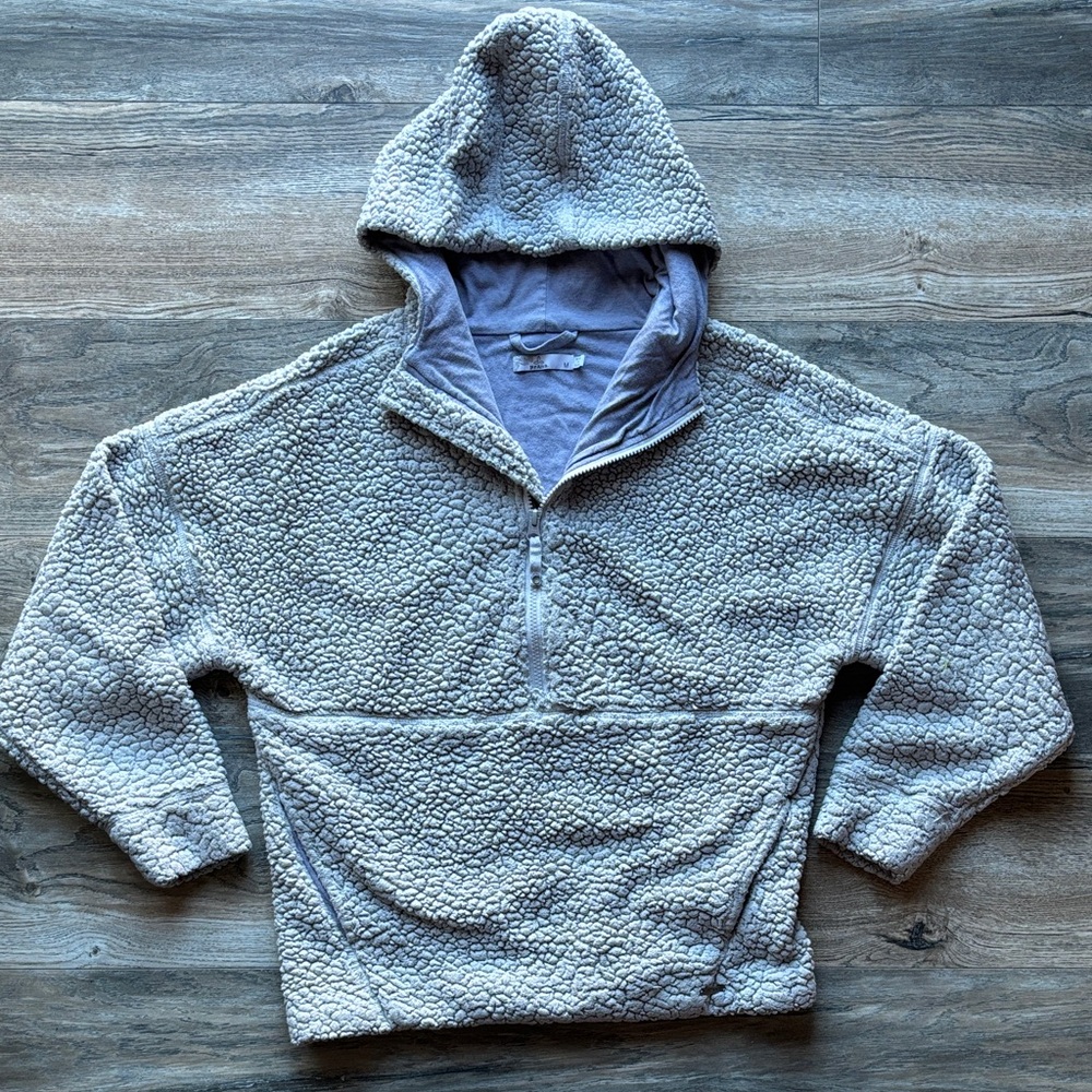 Prana Women’s Zip Up Gray Sherpa Sweater M